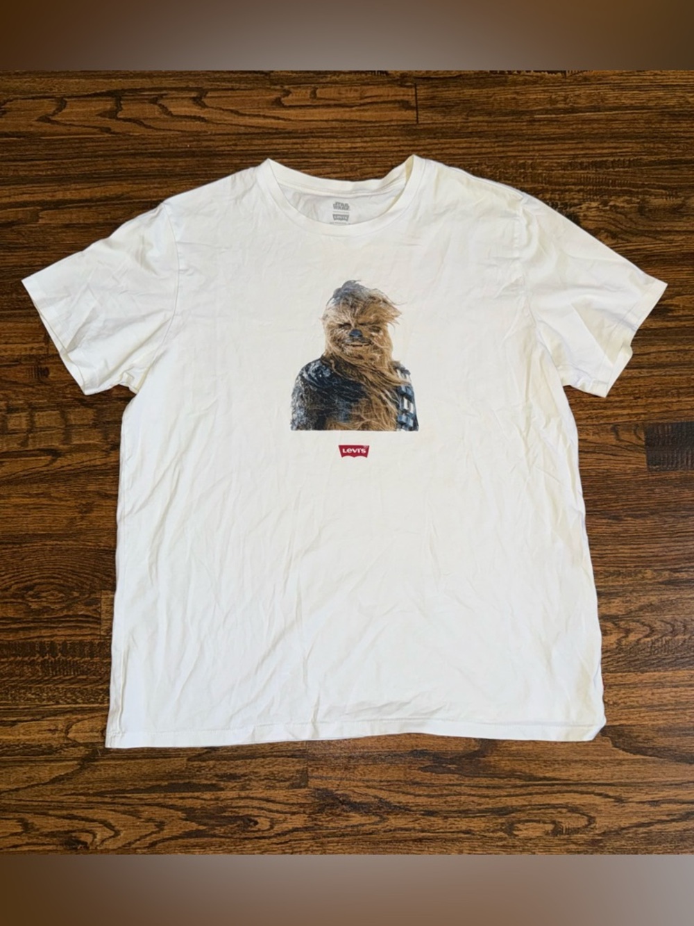 Levi’s X Star Wars Chewbacca Vintage White Graphic Crewneck Tee Shirt Size XL
